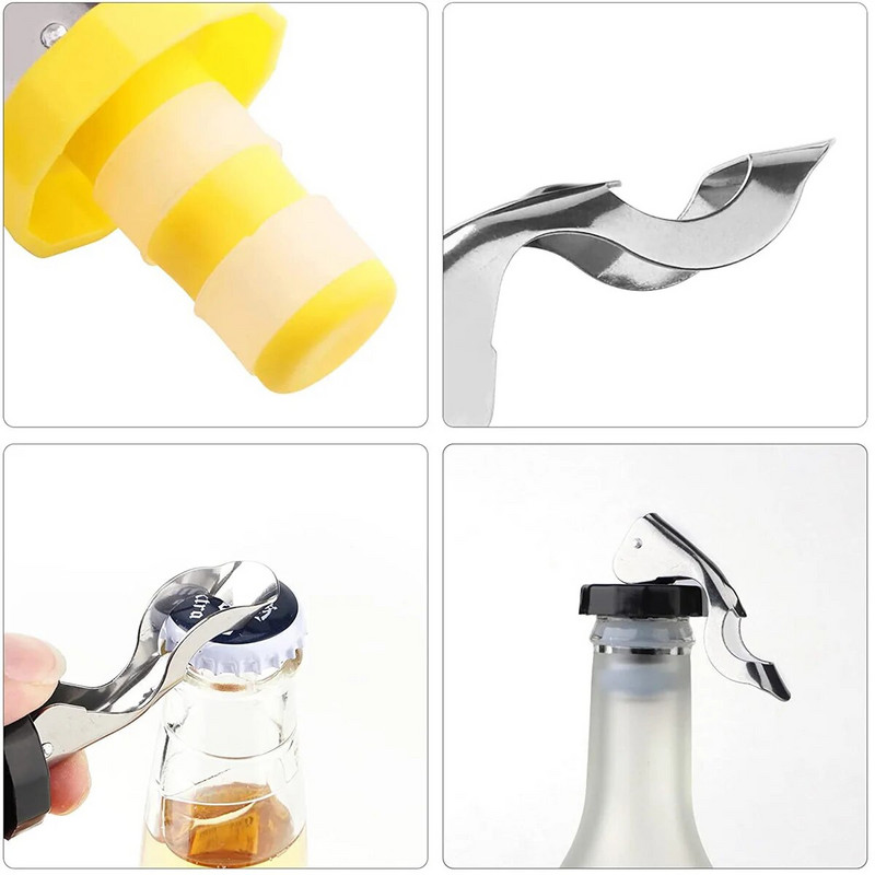 Čep za vino, 6 kom. Zatvoreni vakuumski čep za višekratnu upotrebu, ručni čep za bocu pića, praktični pluteni čep za bocu vina