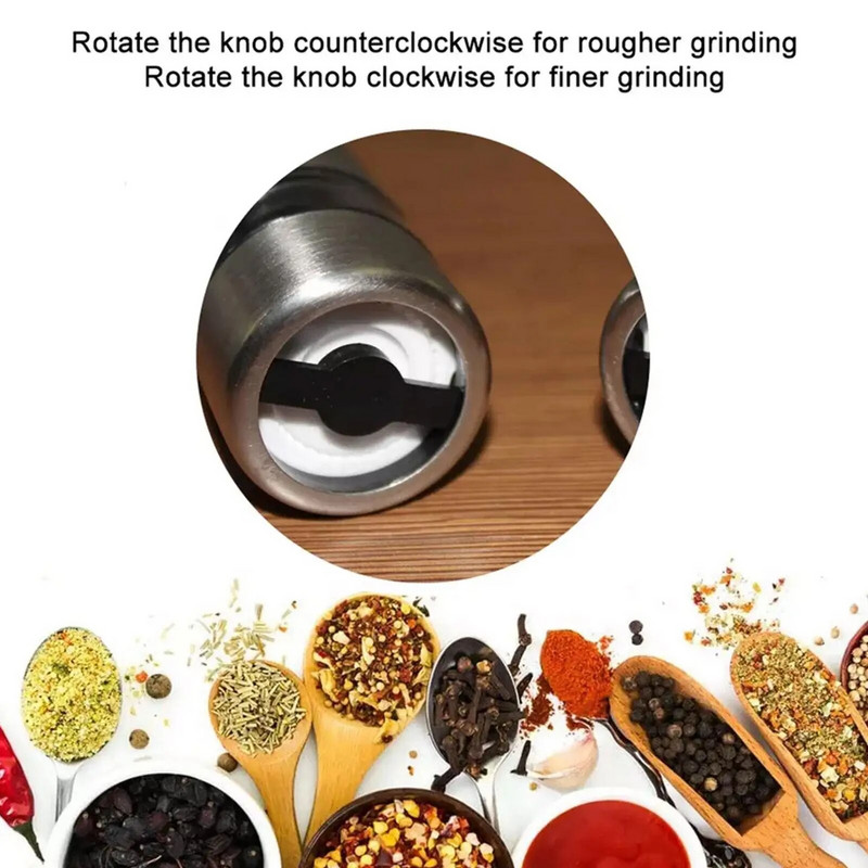 Ръчна мелница за сол и черен пипер Преносима мини мелница за мелница за билки, черен пипер, подправка, розова сол, кухненски джаджи от неръждаема стомана