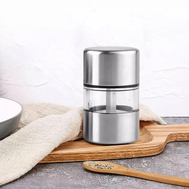 Ръчна мелница за сол и черен пипер Преносима мини мелница за мелница за билки, черен пипер, подправка, розова сол, кухненски джаджи от неръждаема стомана
