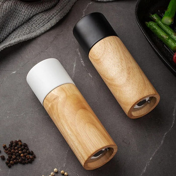 Χειροκίνητος ξύλινος μύλος αλατιού και πιπεριού 6 ιντσών Εργαλείο κουζίνας Cruet πολλαπλών χρήσεων με κεραμικό μύλο για οικιακή κουζίνα