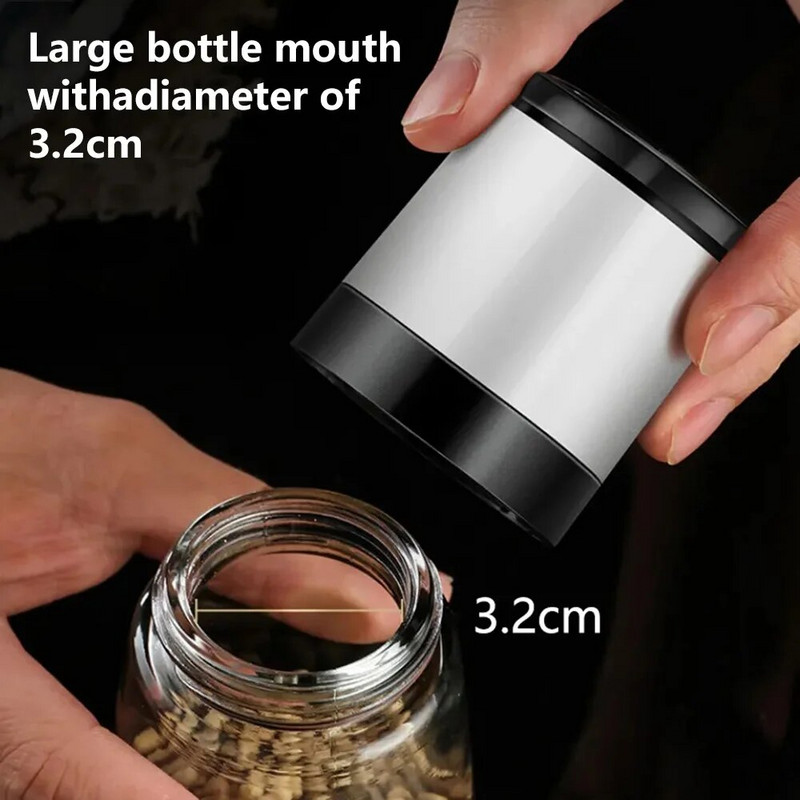 Druskos ir pipirų malūnėlis Pakartotinai užpildomas pipirų plaktuvas su reguliuojamo storio prieskonių talpykla Virtuvės rankinio malūno prieskonių malūnėlis