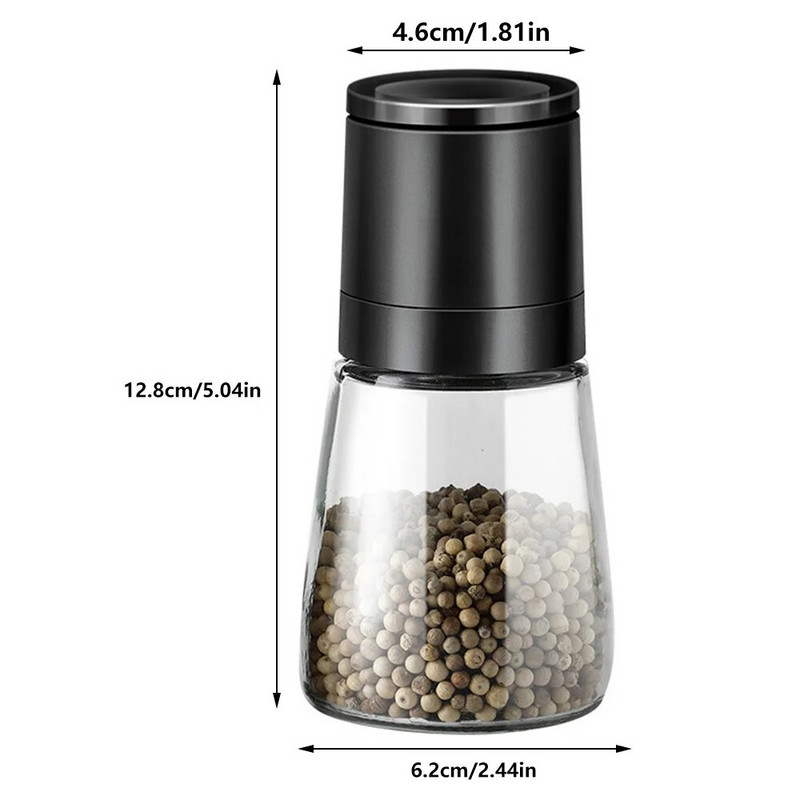 Druskos ir pipirų malūnėlis Pakartotinai užpildomas pipirų plaktuvas su reguliuojamo storio prieskonių talpykla Virtuvės rankinio malūno prieskonių malūnėlis