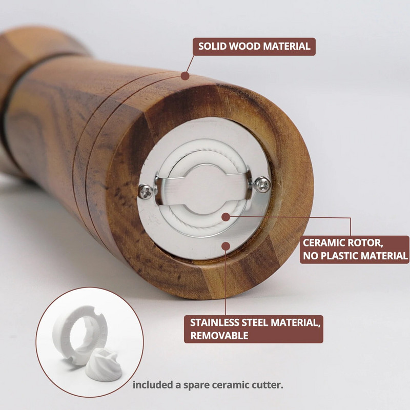 Pipraveski, 1tk puidusoola- ja pipraveski komplektid (kaasas varukeraamika ja hari), soolaloksud teie kööki