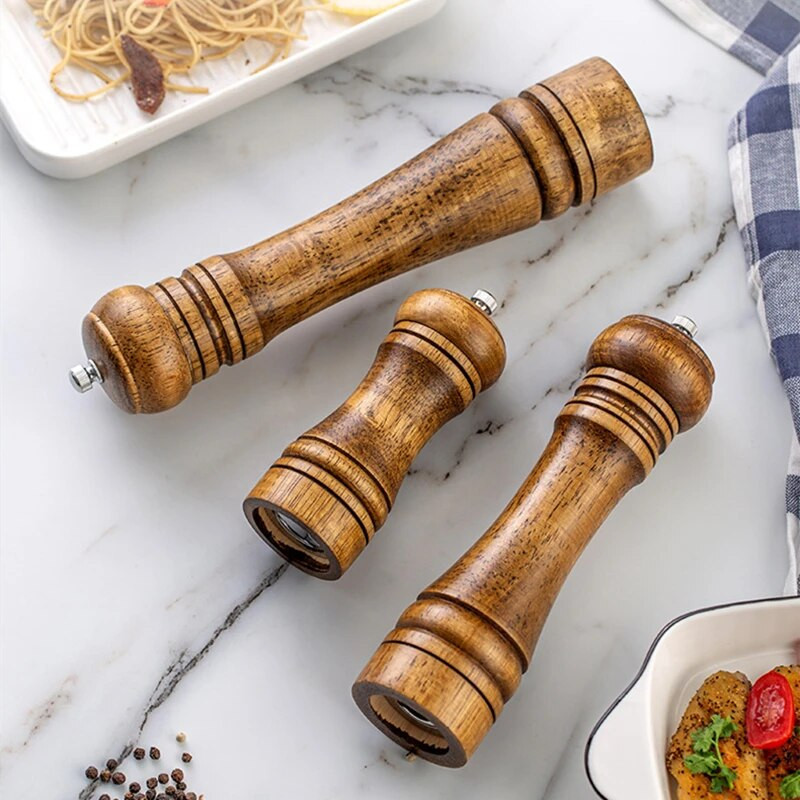 Uus 5/8/10-tolline soola- ja pipraveski täispuidust vürtside pipraveski tugeva reguleeritava keraamilise veskiga, köögi küpsetustööriistad