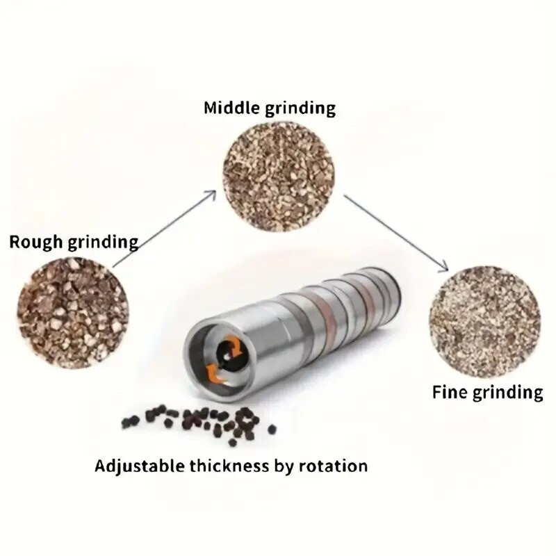 1vnt 5in1 pipirų malūnėlis, druskos ir pipirų malūnėlis, nerūdijančio plieno prieskonių malūnėlis, kelių sluoksnių rankinis pipirų malūnas, prieskonių smulkintuvas