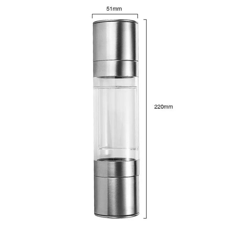 Mașină de tocat piper două-în-ună, din oțel inoxidabil, cu două capete, Gadgets de bucătărie, sare de mare, condimente, râșniță manuală cu două capete