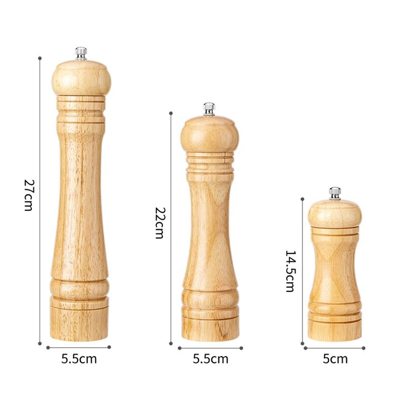 Mlinovi za sol i papar od punog drva 5/8/10 inča Mlinac za zrna začina s podesivom keramičkom jezgrom za mljevenje Mlinovi za kuhinjske alate