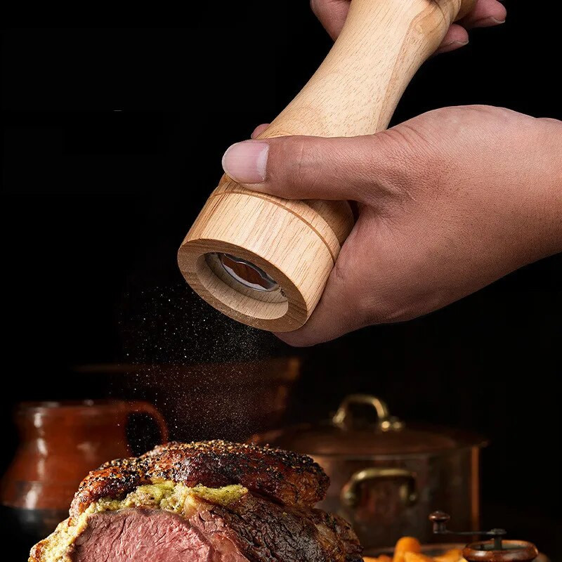 5/8/10-tolline käsitsi tammepipraveski täpipipra jahvatuspudel Köök maitseainepurgi pudelid Reguleeritavad soola- ja pipraveskid