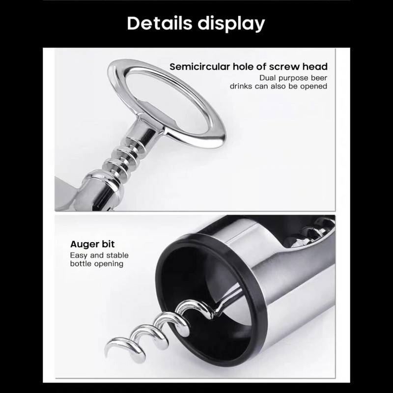 Кухненски инструменти Отварачка за бутилки бира Джаджа Аксесоари за вино Метален тирбушон за вино Сервитьор от неръждаема стомана Отварачка за бутилки бира Отварачка за вино