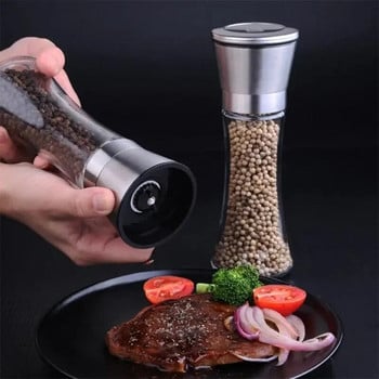 Мелничка за сол и пипер от неръждаема стомана 304, със стоманена рамка, шейкъри за подправки, ръчна мелничка, бутилка за кухненски подправки, инструмент за смилане