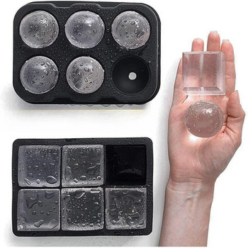 Καλούπια παγοκύβων για ουίσκι κατάψυξης Ice Mold Ball Επαναχρησιμοποιήσιμη Διαμαντένια φόρμα πάγου Μεγάλοι δίσκοι για παγάκια Αξεσουάρ κουζίνας σιλικόνης