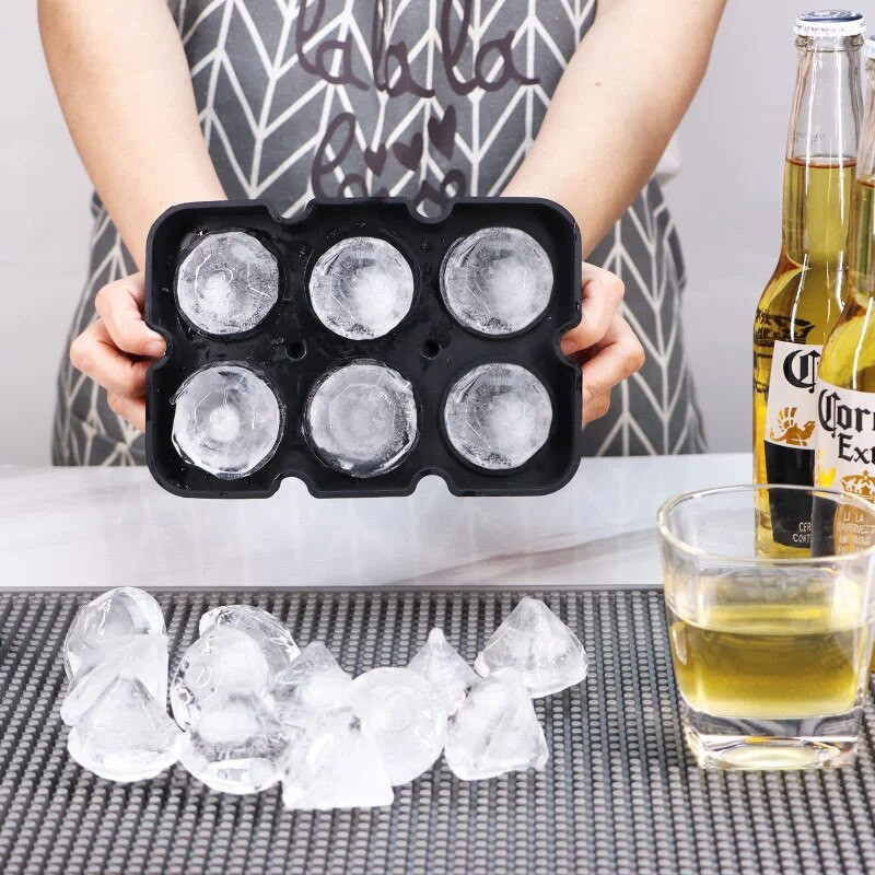 Ledo kubelių formelės viskio šaldikliui Ledo formelių rutuliukai Daugkartinio naudojimo deimantiniai ledo formelės dideli ledo kubelių padėklai Silikoniniai virtuvės priedai