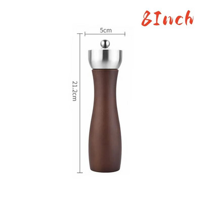 5"6"8" metāla galviņa manuāla piparu dzirnaviņas koka piparu dzirnaviņas Keramikas serdeņi melnie pipari garšvielas sāls piparu dzirnaviņas Virtuves instrumenti