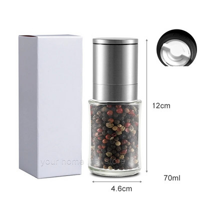 Atnaujintas pipirų malūnėlis pipirų malūnėlis, 304 nerūdijančio plieno reguliuojamo stambumo pipirų malūnėlis su keramikiniu rotoriumi druskos malūnėliu