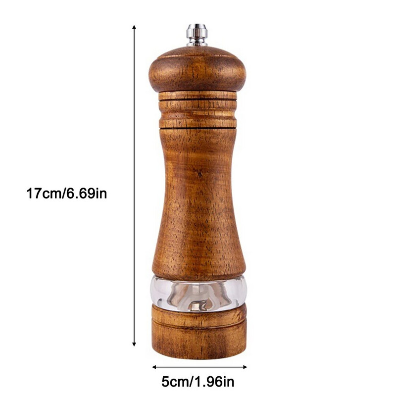 1 vnt rankinis druskos pipirų medinis malūnas, stiprus su reguliuojamu keraminiu malūnėliu, prieskonių pipirų druskos plaktuvu, skirtas virtuvės gaminimo įrankiams