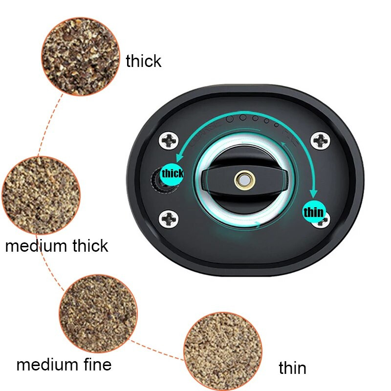 Elektrinis malūnėlis Automatinis pipirų ir druskos malimo Reguliuojamas prieskonių druskos ir pipirų malimo virtuvės įrankis
