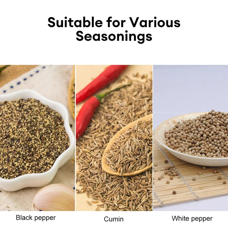 Nerūdijančio plieno nykščio pipirų malūnėlis Druskos malūnėlis Pipirų malūnėlis Vienarankis mini druskos ir pipirų malūnėlis Prieskonių padažų malūnėliai