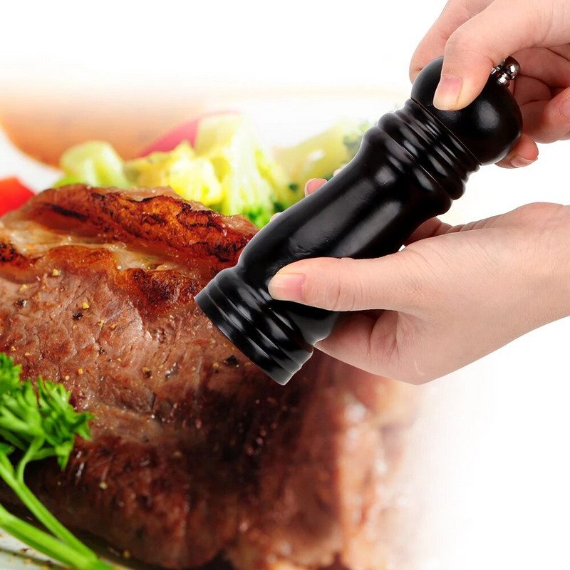 Mori de sare si piper Moara de piper cu rasnita ceramica reglabila puternica din lemn masiv, control manual, unelte de gatit pentru gratar