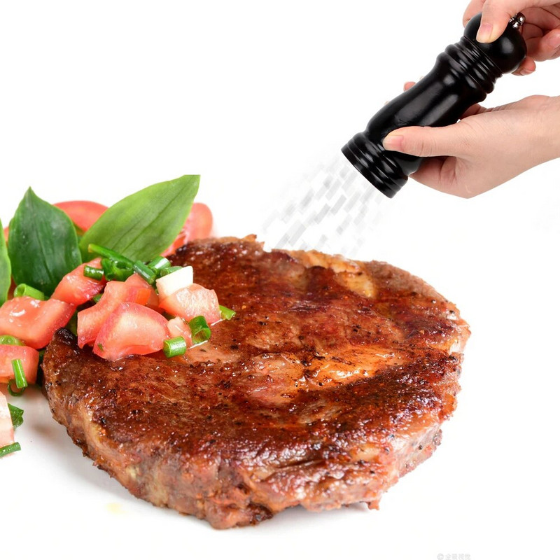 Mori de sare si piper Moara de piper cu rasnita ceramica reglabila puternica din lemn masiv, control manual, unelte de gatit pentru gratar