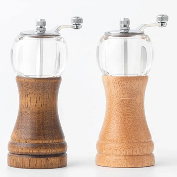 Ακρυλικό μασίφ ξύλο Premium Εγχειρίδιο μύλος αλατιού και πιπεριού Salt and Pepper Mills Wooden Shakers with Adjustable Core-Salt Grinder