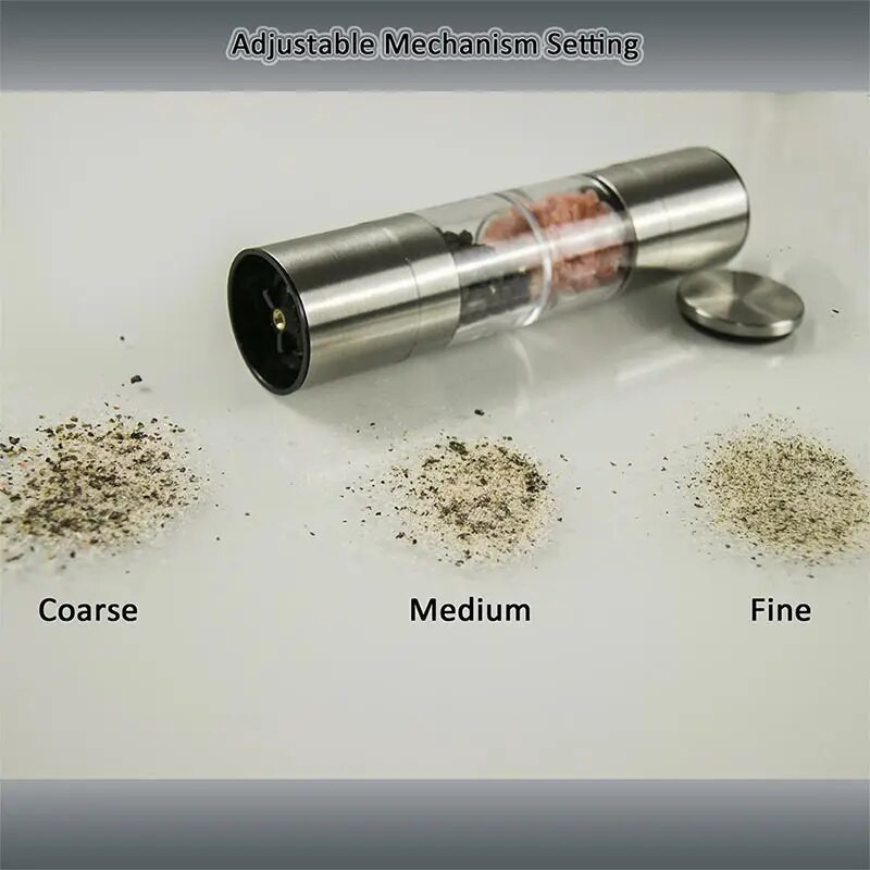 2 viename nerūdijančio plieno pipirų malūnėlis, rankinis druskos prieskonis, dvigalvis pipirų malūnas, prieskonių malūnėlis Įrankiai malimas gaminimui