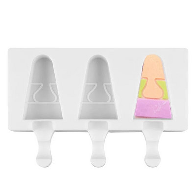 Silikoninės popsicle formelės 4 ertmių „pasidaryk pats“ šokolado formelės su mediniais pagaliukais laikymo indeliai Helovino ledų ovalus pyragas