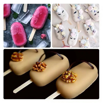Форми за сладолед Силиконова форма за сладолед Ice Pop на кубчета Popsicle с пръчици Десерт Направи си сам Magnum Cake Mold Машина за сладолед