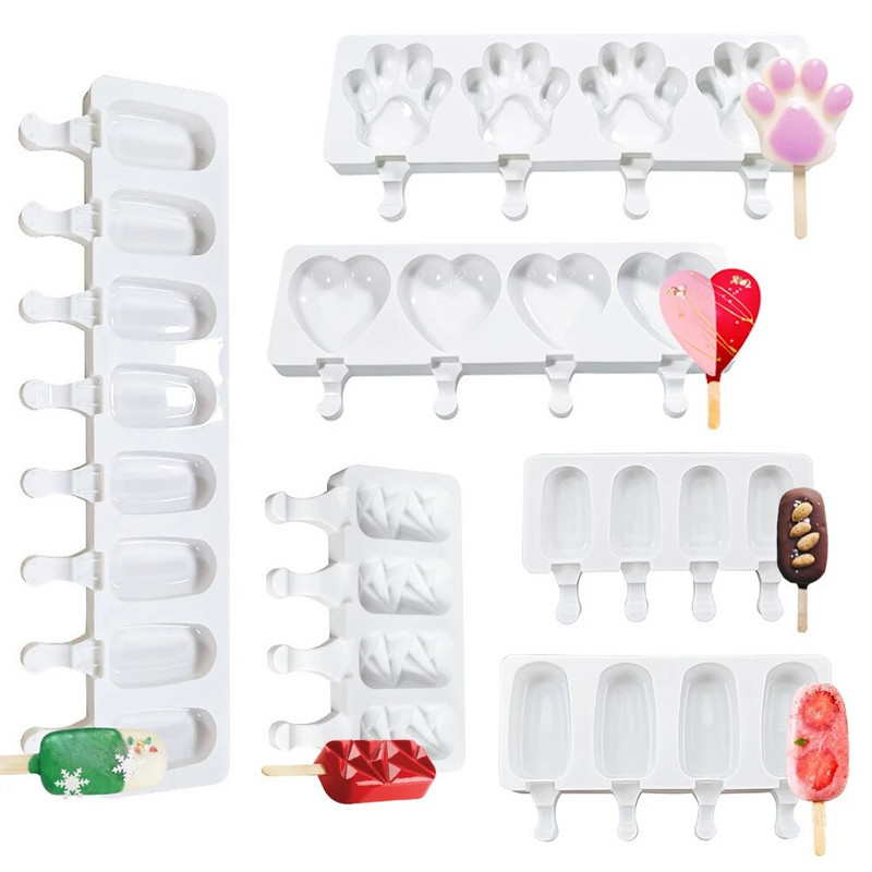 Jäätisevormid Silikoonist toidukvaliteetne jäätisekuubik pulkadega paprikavorm Magustoit DIY Magnum koogivorm jäätisemasin