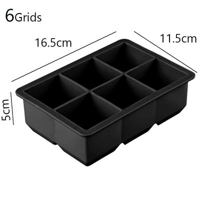 Nagy jégkészítő forma 4 6 8 rácsos doboz élelmiszer minőségű szilikon jég négyzet alakú tálcák koktélbárokhoz, kocsmák borokhoz jégtömbök készítő barkácsformák