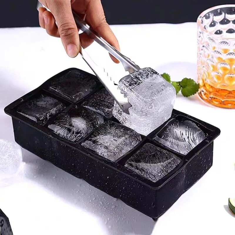 Nagy jégkészítő forma 4 6 8 rácsos doboz élelmiszer minőségű szilikon jég négyzet alakú tálcák koktélbárokhoz, kocsmák borokhoz jégtömbök készítő barkácsformák