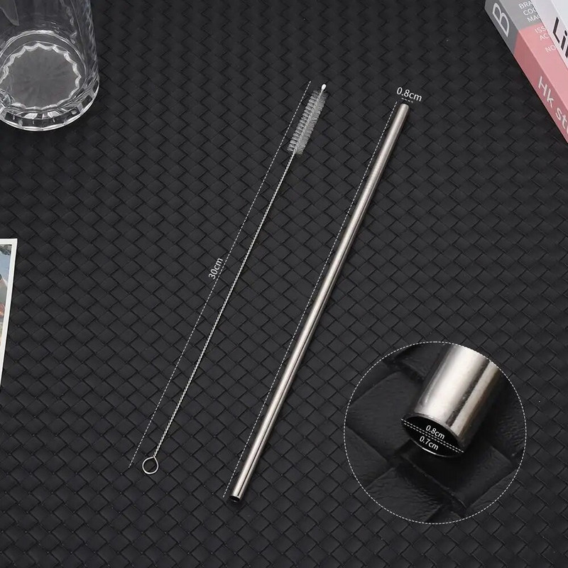 1 бр. Сламки за пиене от неръждаема стомана 6 мм 8 мм Сребърна чаша Сламка Право извита Многократна употреба за Stanley 30oz 40oz Tyeso Cup