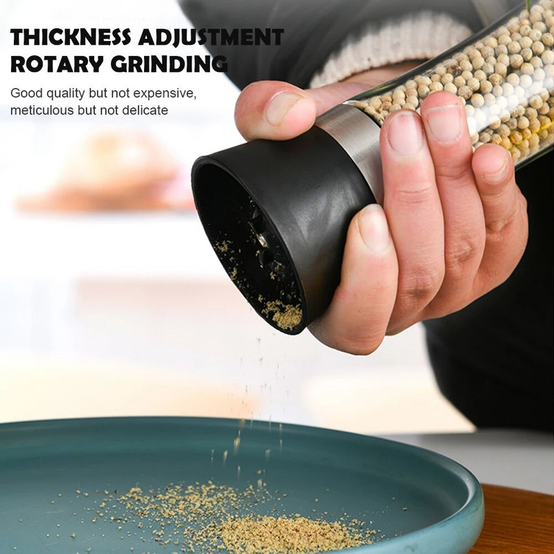 Nerūdijančio plieno malūnėlis Pipirų/druskos/prieskonių malūnėlis virtuvės reikmenys Prieskoniai Stiklas Sandėliavimas Talpykla pipirų malūnėlis Virtuvės Įtaisai Įrankiai