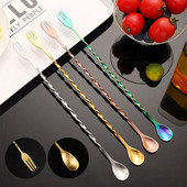 Kūrybiškas ilgas spiralinis kokteilių šaukštas nerūdijančio plieno viskio vyno maišymo šaukštas purtytuvas maišyklės maišyklės baro priedai