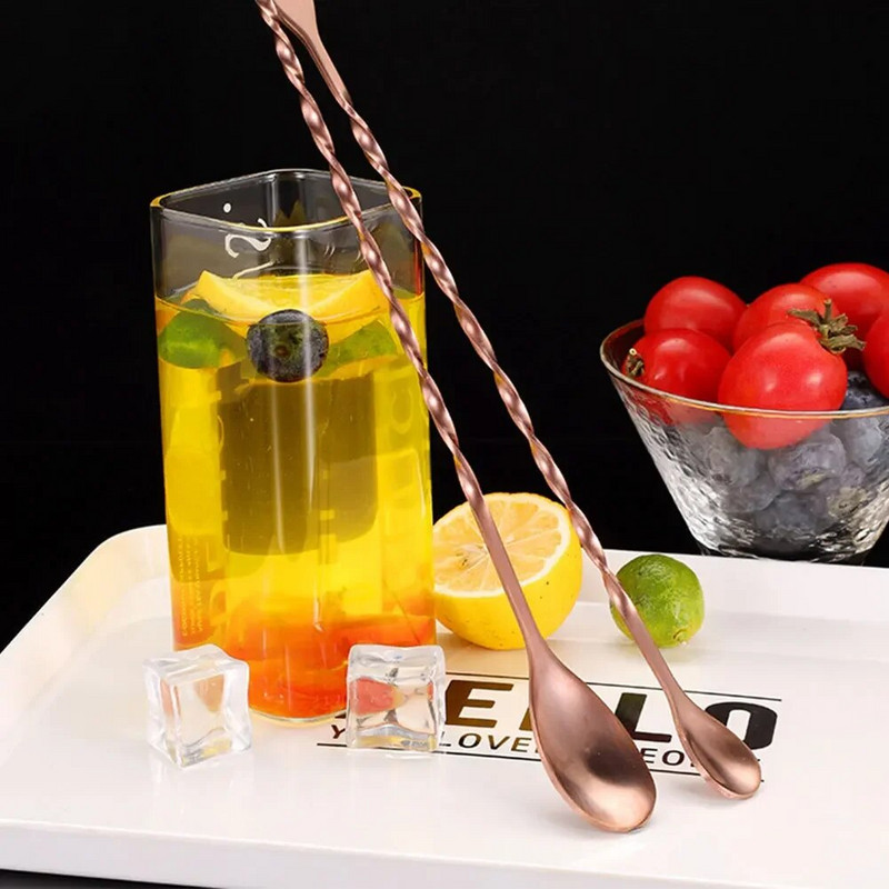 Kūrybiškas ilgas spiralinis kokteilių šaukštas nerūdijančio plieno viskio vyno maišymo šaukštas purtytuvas maišyklės maišyklės baro priedai
