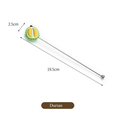 Silikoninė vaisiaus galvutė nerūdijančio plieno maišymo strypo ilga rankena kokteilių gėrimų maišymo lazdelės Maišytuvas Barware Muddler baro priedai