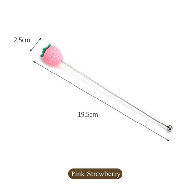 Silikoninė vaisiaus galvutė nerūdijančio plieno maišymo strypo ilga rankena kokteilių gėrimų maišymo lazdelės Maišytuvas Barware Muddler baro priedai