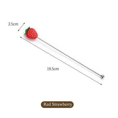 Silikoninė vaisiaus galvutė nerūdijančio plieno maišymo strypo ilga rankena kokteilių gėrimų maišymo lazdelės Maišytuvas Barware Muddler baro priedai