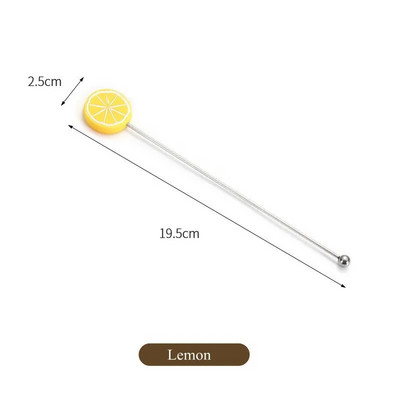 Silikoninė vaisiaus galvutė nerūdijančio plieno maišymo strypo ilga rankena kokteilių gėrimų maišymo lazdelės Maišytuvas Barware Muddler baro priedai