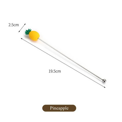 Silikoninė vaisiaus galvutė nerūdijančio plieno maišymo strypo ilga rankena kokteilių gėrimų maišymo lazdelės Maišytuvas Barware Muddler baro priedai