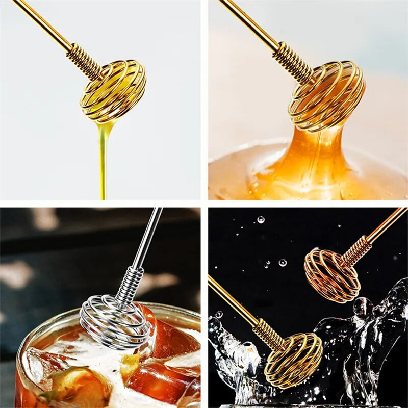 Kūrybingas nerūdijančio plieno kokteilių maišymo pagaliukas ilga rankena geriamas pienas, kava, medus, šluoteles, barmeno įrankiai, baro priedai