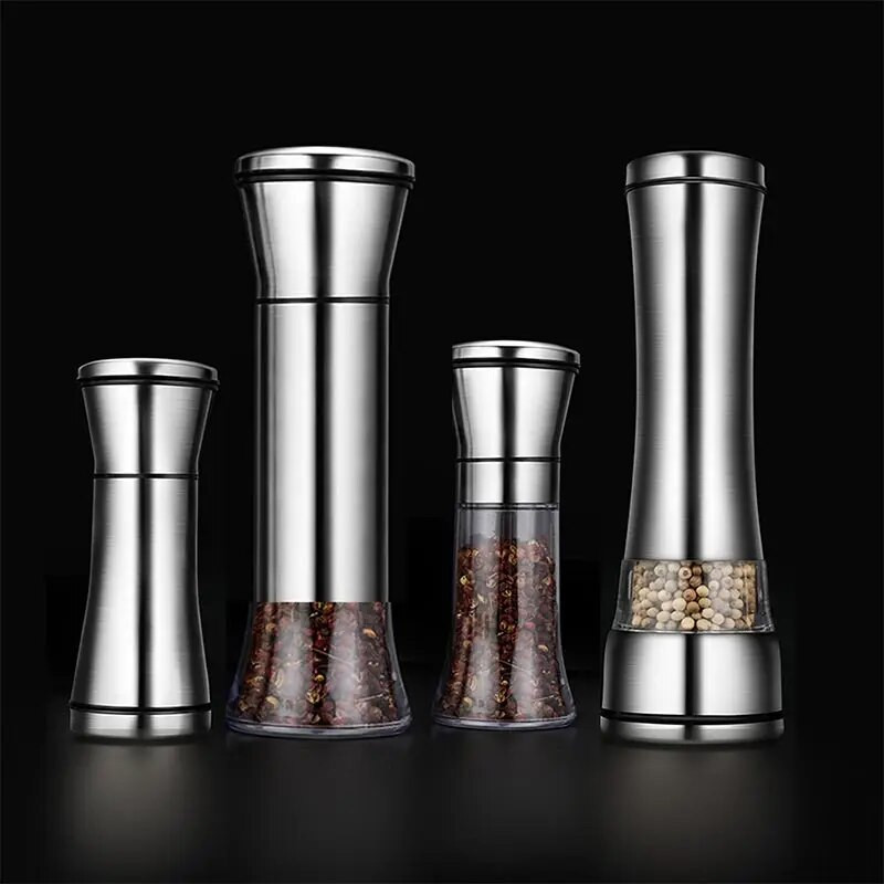 304 nerūdijančio plieno pipirų malūnėlis jūros druskos prieskonių pipirų malūnėlis rankinis prieskonių smulkintuvas pipirų malūnėlis virtuvės šlifavimo įrankiai