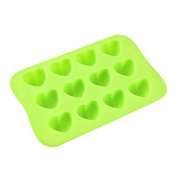 Силиконова форма с форма на сърце с 12 кухини Тава за кубчета лед, форма за шоколадови бонбони, подреждаща се, издръжлива и подходяща за съдомиялна машина, произволен цвят
