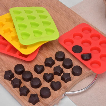 Силиконова форма с форма на сърце с 12 кухини Тава за кубчета лед, форма за шоколадови бонбони, подреждаща се, издръжлива и подходяща за съдомиялна машина, произволен цвят