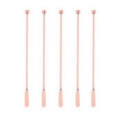 5 buc. Agitator din oțel inoxidabil Agitator pentru băuturi Stir Cocktail Swizzle Stick-Rose Gold-Straight Bar, 19Cm