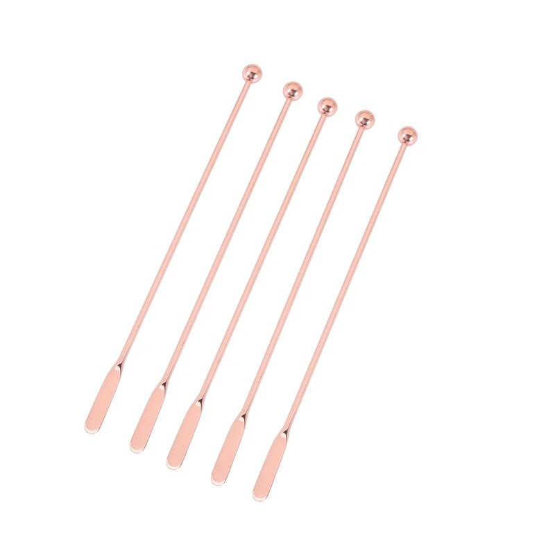 5 vnt nerūdijančio plieno maišytuvas gėrimų maišyklės kokteilių maišytuvai susukamas lazdelė-rožinė auksinė-tiesi juosta, 19 cm