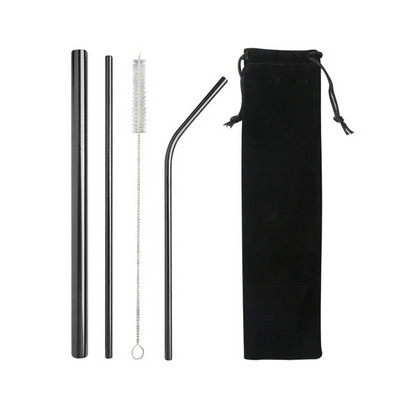 Szivárvány színű újrafelhasználható fém szívószál szett tisztító kefével 304 rozsdamentes acél szívószálas tej italtartó bár partitartozék