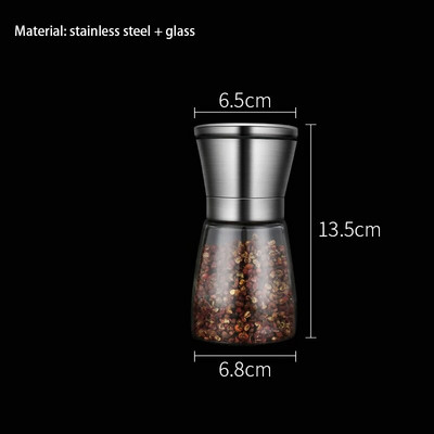 Druskos ir pipirų grūdų malimo purtyklės nerūdijančio plieno maisto smulkintuvas Prieskonių indelis Prieskonių indelis Virtuvės įrankiai