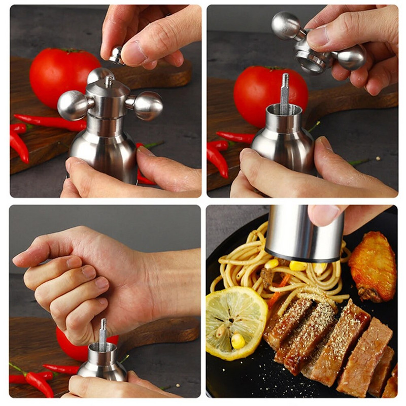 304 nerūdijančio plieno pipirų malūnėlis virtuvės reikmenys jūros druskos pipirų rankinis malimo butelis juodųjų pipirų malimo mašinos virtuvės reikmenys
