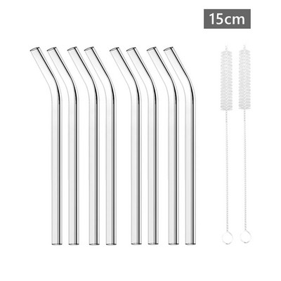 6 colių trumpi stikliniai gėrimo šiaudeliai Mini daugkartinio naudojimo ekologiški stikliniai šiaudeliai kokteilių alui, vyno barui, gėrimų priedai, stalo reikmenys