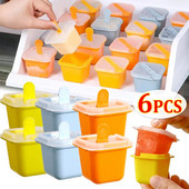 Kvadratinės ledo kubelių formelės maistinės silikoninės ledų formelės su popsicle lazdele „pasidaryk pats“ želė pudingo vasariniai ledo kamuoliukų gaminimo įrankiai